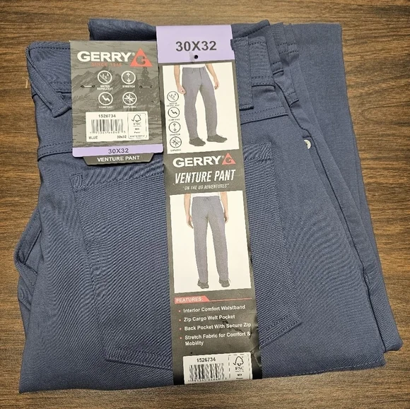 75)GERRY Pants Men’s Venture 30 X 32 Blue Relaxed Fit Comfort Stretch Pockets - Picture 2 of 14